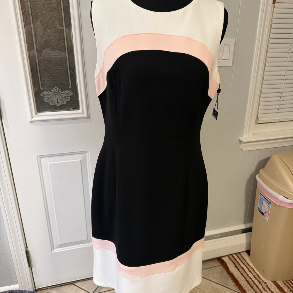 Tommy Hilfiger Black and White Mini Dress with Pink Accents - Picture 1 of 6
